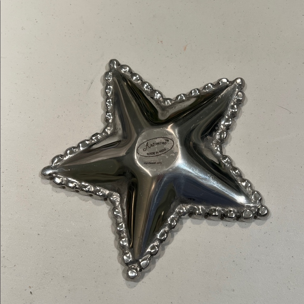 Artimino Silver Beaded Star Platter Trinket Dish Tarnish-Free Polished Aluminum - Picture 4 of 8